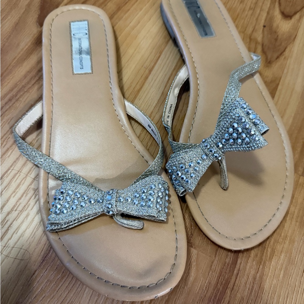 Nina Sparkling Silver Bow Sandals